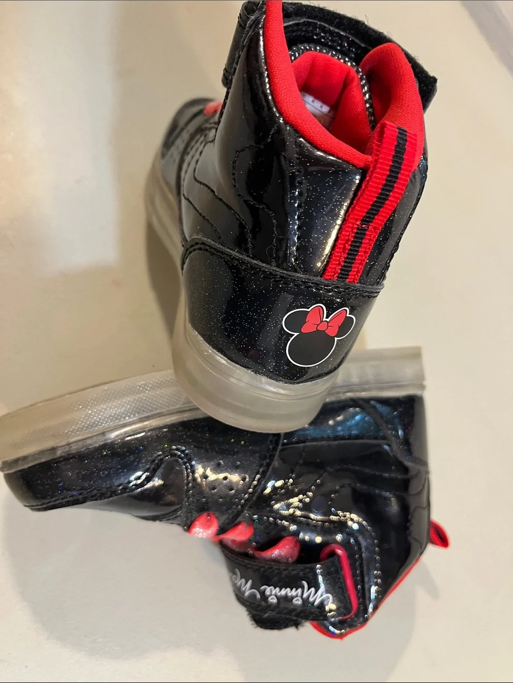 Disney Black and Red Minnie Mouse Kids High-Top Sneakers